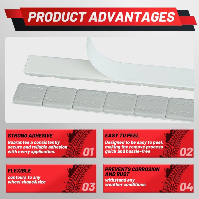ProRefine Store Upgraded 1/2oz 300Pcs Adhesive Wheel Weights Stick On for Steel Rims Corrosion-Resistant Coated Painted Tire Balancing Weight 0.5 oz, 300 Pack - Image 3